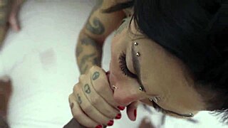 two alt inked babes take turns bareback riding bbc then swap his thick load like total sluts