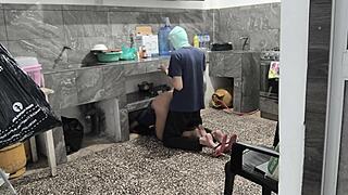hey my stepsister got stuck in kitchen i helped film her sexy ass