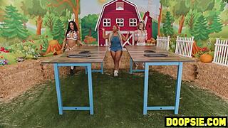 damn bbw ebony milf drains two shemale cocks in wild anal threesome! 🍫🍑
