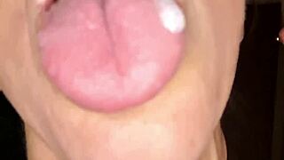 Cum Slut Begs For Jizz While Taking Spit In Her Shaved Milf Pussy