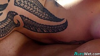 why does this busty blonde masseuse pour nuru gel and fuck her client so wildly?