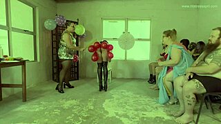 mistress april runs the domination game show on bound slave