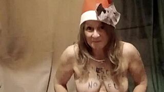 french slave strips teases with magic wand and gets slapped around