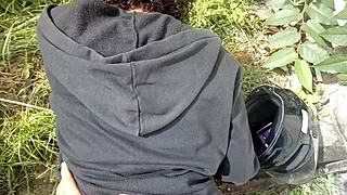 i grabbed this chubby latina uber passenger no cash but big ass bent over doggystyle anal quickie in garden with people nearby