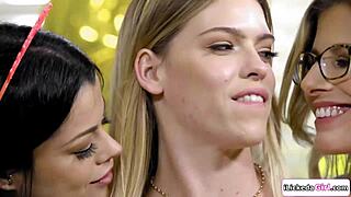 teen gets licked by her big tits lesbian stepmoms in taboo session