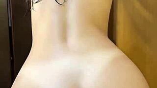 damn fresh outta the shower skinny babe with small waist and big ass rides fat cock doggystyle in dorm