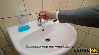 Serve4k delivers czech babe's shaved pussy pounded doggystyle over toilet