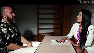 boss lady with busty tits fucks job candidate right in the office interview