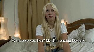 Hot Blonde's First Date Explodes into Bedroom Anal Pounding and Dripping Creampie