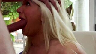 damn this busty lingerie babe gags on cock deepthroat style