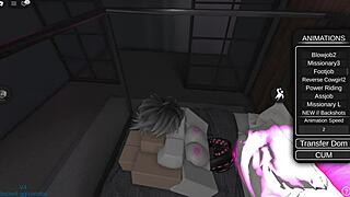 roblox slut takes rough missionary pounding and cum at wild party
