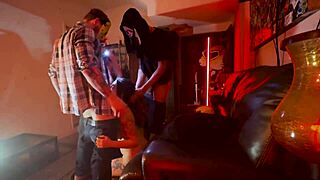 Hairy Pussy Slut Raided by Halloween Intruders