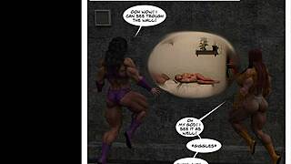 muscular female bodybuilder grows in crossdressing superhero comic transformation