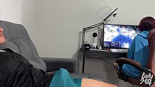 caught him jerking off while i was gaming... guess what happened next with my handjob