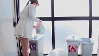 playful neighbor no-bra wife Enokida Mayumi heads out for morning trash duty