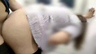 damn this risky filipina's suckin and fuckin in the public changing room eatin cum