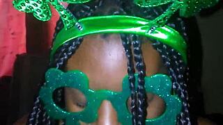 intense sloppy deepthroat from skinny ebony teen on monster bbc for st patrick's day