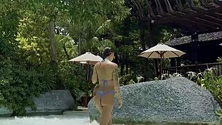monika fox, you look so sexy in that blue bikini swimming poolside