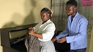 African guy sucks schoolgirl nipples hard then fucks her silly 😜📖💦