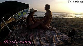 french teacher deepthroats huge cock on nudist beach voyeurs watch cumshot explosion