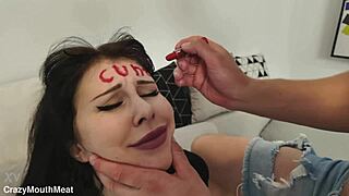 real skinny whore gags on huge cock deepthroat face fuck till facial cumshot and rough ass to mouth