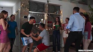party slut blonde with narrow ass gets anal creampie from hungarian stud at reality kings