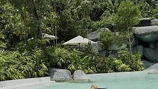 monika fox, you look so sexy in that blue bikini swimming poolside