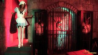 two prisoners get sucked off by brunette before group banging her tight spots