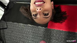 Dark Skin Curly German Teen's Long Pussy Lips Ride Old Cock Pov No Condom