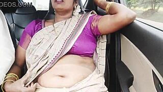 indian aunty fucks son-in-law intensely on long car sex drive