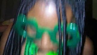 intense sloppy deepthroat from skinny ebony teen on monster bbc for st patrick's day