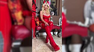 Mature blonde pornstar Brittany Andrews rides huge dildo in lingerie and stockings