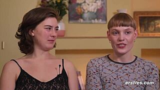 Emma and Amanita slam strap-on deep in intense lesbian fuck