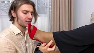 horny boss pulls pantyhose down i worship her wet pussy