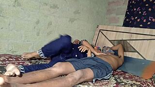 desi girlfriend calls him over for a steamy dorm room hookup session