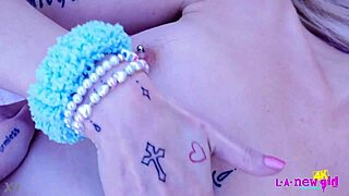 that cute petite blonde strips naked for close-up tease on sofa