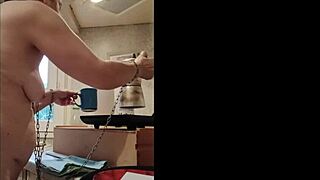 omg my french maid slave f la bonniche chained in heels dildo play 😈🔥
