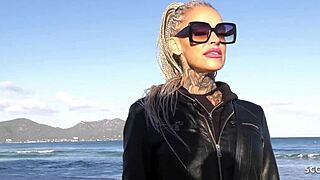Slim tattooed german wife cheats at hotel without condom