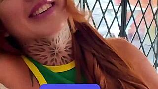 petite redhead busty latina deepthroat sloppy blowjob after casting pov