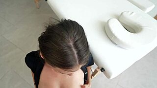 Green-Eyed Masseuse Rides Client Cock In Salon