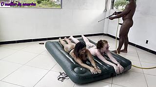 He helped the whores finish their task so they let him fuck them hard