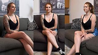 casual narrative big titty redhead spreads holes for neighbor cocks