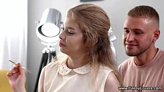 Teeny Lovers Meow Miu Gets Shaved Pussy and Ass Fucked by Art Tutor Close-Up
