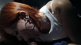 i'm givin' this risky bus blowjob an' cum's everywhere...