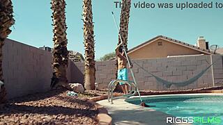 Big boobs blondes fuck pool guy