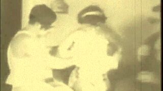 vintage grannies get horny in retro group scene with hairy pussies