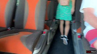 pervert flashes dick on bus and hot girl grabs it for public handjob