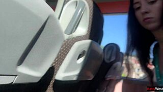 pervert flashes dick on bus and hot girl grabs it for public handjob