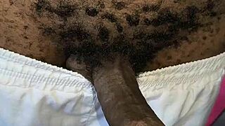 hairy neighbor guy strokes his throbbing black dick indoors for you