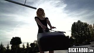 petite blonde milf missy luv's perfect footjob leads to rough blowjob
